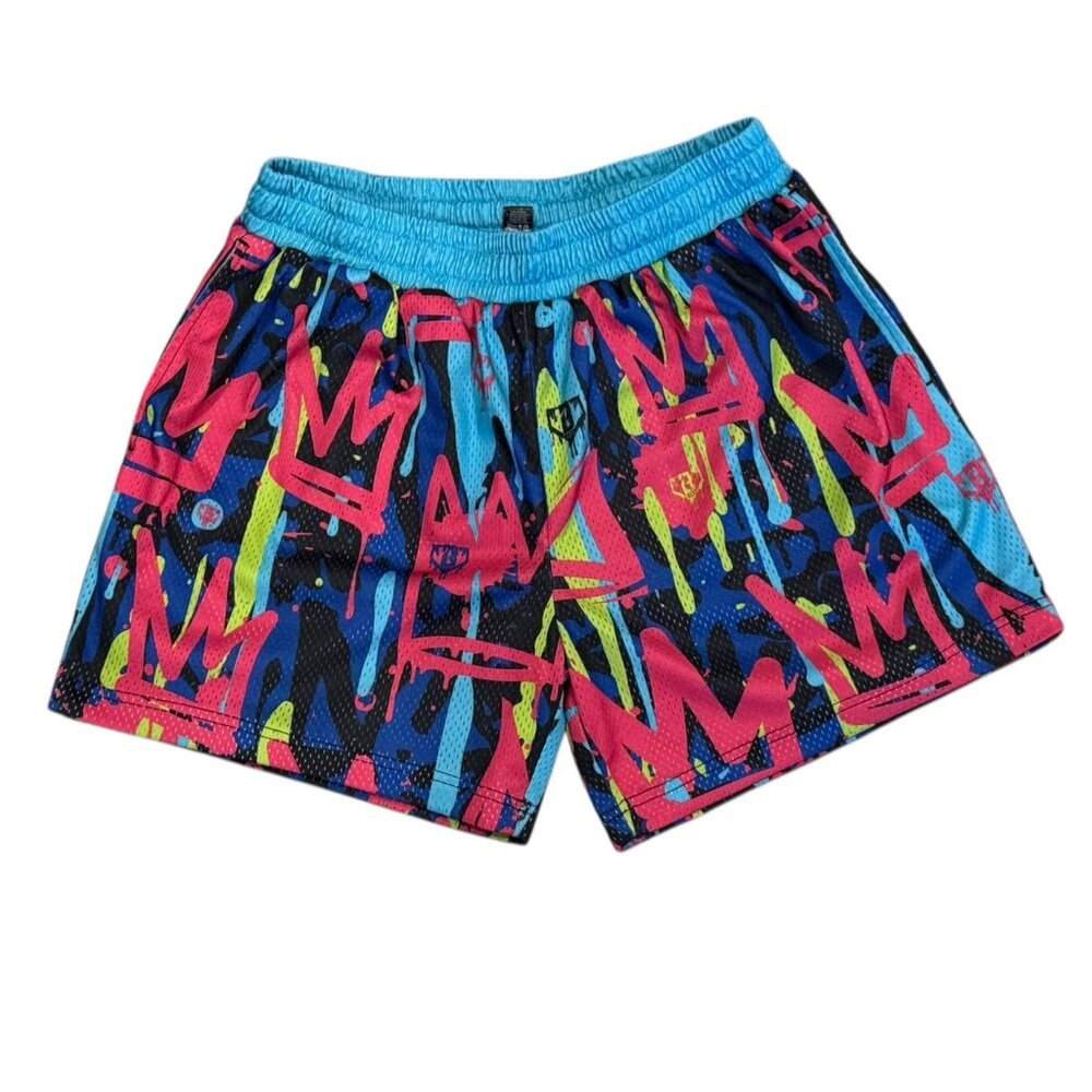 Baseball Lifestyle 101 Graffiti Crown Mesh Shorts - Men's Large - EUC